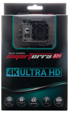 

Экшн камера Smarterra B3+ 4K@30fps, 2" дисплей, угол обзора 170 (серебристый)
