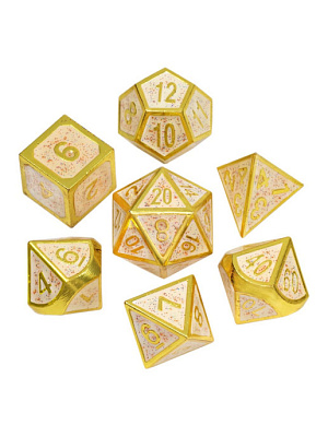 

Набор металлических игральных костей (D4,D6,D8,D10-2,D12,D20) Stuff-Pro (золотой с белой зернистой заливкой)