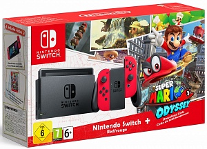 

Игровая приставка Nintendo Switch красный + игра Super Mario Odyssey