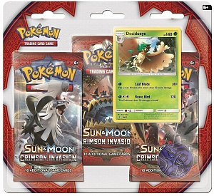 

Pokemon Sun and Moon "Crimson Invasion". Набор "3 бустера +Промо картаDeciduey + монета"