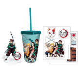Набор подарочный ABYstyle: Demon Slayer – Стакан с трубочкой (470 мл) + Акриловая фигурка + Наклейки (ABYPCK284)