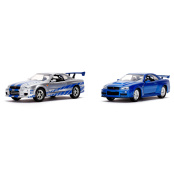Набор машинок Fast & Furious: Nissan Skyline GTR R34-Silver + Nissan Skyline GTR R34-Blue (Масштаб 1:32) (0801310319802) 