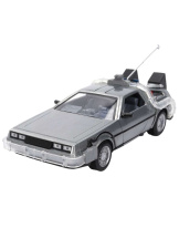 Модель машины Hollywood Rides: Back to the Future – DeLorean Time Machine 40th Anniversary (Frost Ver.) (1:24) (в упаковке Dr. Brown's Enterprise Truck) (36849)