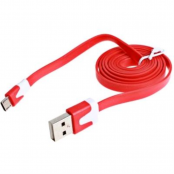 Дата-кабель плоский Red Line USB - micro USB (lite), красный