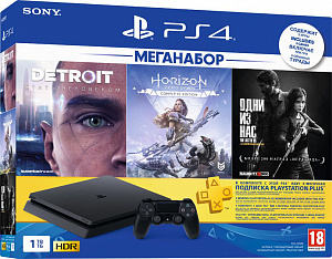 

Sony PlayStation 4 Slim 1 TB (CUH-2208B) + Одни из нас. Обновленная версия + Detroit: Стать человеком + Horizon Zero Dawn. Complete Edition + подписка PlayStation Plus на 3 мес.