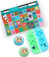 Защитная шторка на экран + силиконовые чехлы на Joy-Con (2 шт) + Analog Caps (2 шт) – Mumi Dog для Nintendo Switch (GNS-102)