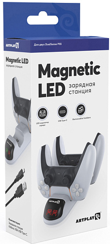 Зарядная станция Artplays - Magnetic LED для двух геймпадов PS5 DualSense (с подсветкой) - фото 1