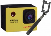 Набор: экшн камера Smarterra W4 (желтый) + монопод CLEVER Compact SMD-02B (черный)
