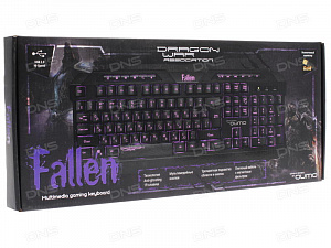 

Клавиатура Qumo Fallen K02, проводная, 104 + 12 клавиш мультимедиа, встроенные подсветки