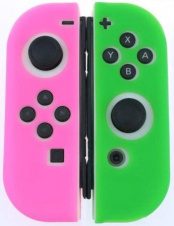 Силиконовые чехлы для 2-х контроллеров Joy-Con (розовый + зеленый)
