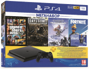 Sony PlayStation 4 Slim 1 TB (CUH-2208B) + Grand Theft Auto V. Premium Edition + Жизнь после + Horizon Zero Dawn. Complete Edition + Fortnite + подписка PlayStation Plus на 3 мес.