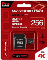 Карта памяти QUMO MicroSDXC 256 GB Pro seria 3.0 с адаптером SD