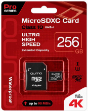 Карта памяти QUMO MicroSDXC 256 GB Pro seria 3.0 с адаптером SD