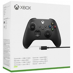 Беспроводной геймпад для Xbox (черный) + кабель USB Type-C (1V8-00008) Microsoft - фото 1