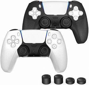 

Силиконовый чехол на геймпад для PS5 (белый / чёрный камуфляж) + 2 накладки на стики