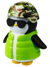 Фигурка Pudgy Penguins в зелёной куртке + аксессуары (11,5 см.)
