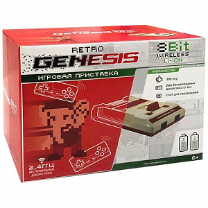 Retro Genesis 8 Bit Wireless Li-ion + 300 игр (AV кабель, 2 беспроводных аккумуляторных джойстика) Sega