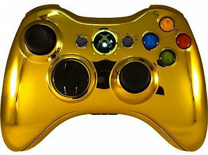 Проводной геймпад для Xbox 360 (цвет Gold chrome) (Не оригинал) - фото 1