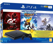 Игровая консоль Sony PlayStation 4 Slim 1TB + Gran Turismo Sport + Horizon: Zero Dawn + Ratchet & Clank + подписка PlayStation Plus на 3 мес.