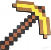 Minecraft Кирка Золотая пиксельная 45см