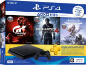 Sony PlayStation 4 Slim 500 Gb (CUH-2108A) + Horizon Zero Dawn + Uncharted 4: Путь вора + Gran Turismo Sport + подписка PlayStation Plus на 3 мес.