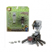 Фигурка Minecraft Spider Jockey Набор скелет с пауком с аксессуарами 8см
