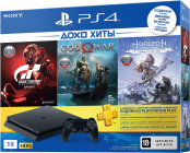 Sony PlayStation 4 Slim 1 TB (CUH-2208B) + Horizon Zero Dawn. Complete Edition + God of War + Gran Turismo Sport + подписка PlayStation Plus на 3 мес.