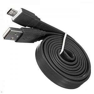 

Кабель, USB-Micro USB, плоский, PVC, 1.5м, черный, коробка с окном