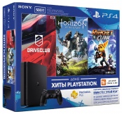 Sony PlayStation 4 Slim «Хиты PlayStation» комплект с тремя играми и подпиской PlayStation Plus 90д