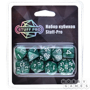 Набор из 10 кубиков Stuff-Pro для ролевых игр (зелёный) - фото 1