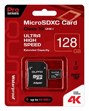 Карта памяти QUMO MicroSDXC 128 GB Pro seria 3.0 с адаптером SD QUMO - фото 1